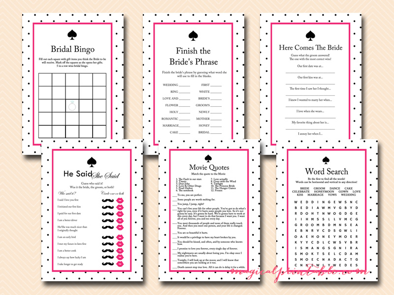 Instant Download Bridal Shower Games - Magical Printable