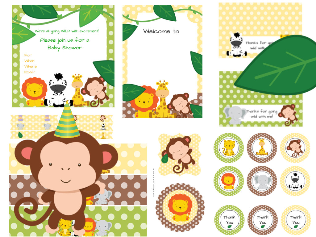 Safari Animals Baby Shower Games, Printable Games, Baby Games Pack