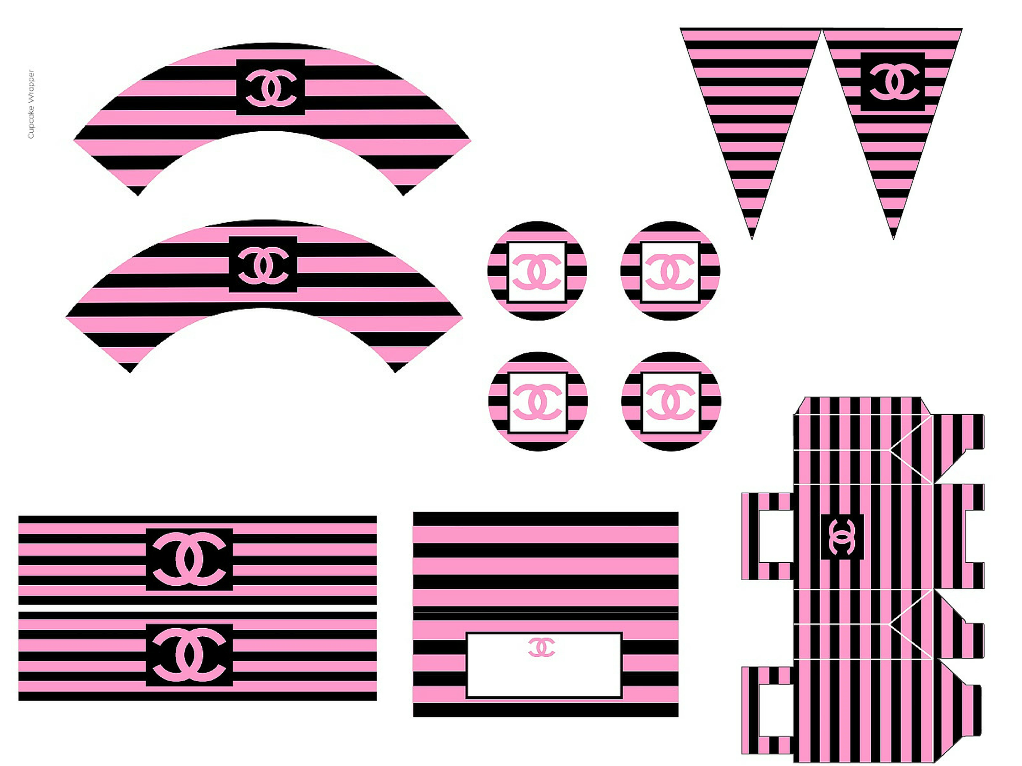 pink and black chanel logo