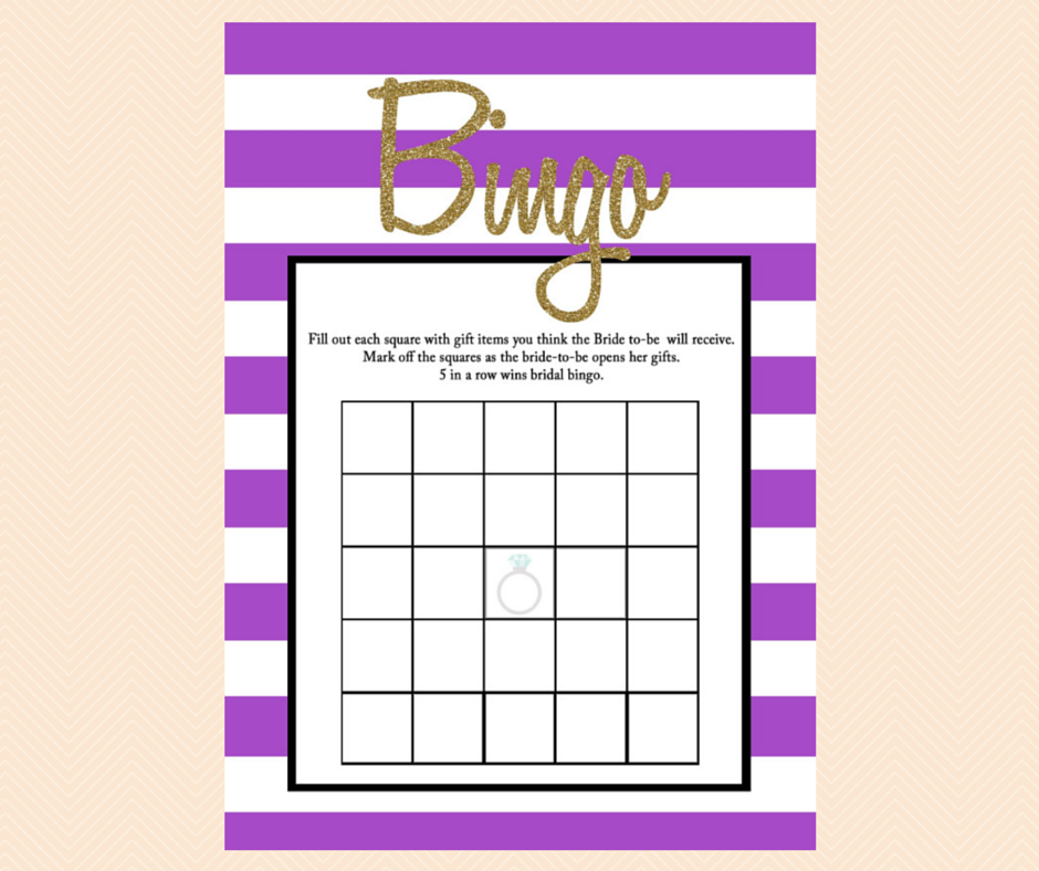 Purple Gold Glitter Bridal Shower Games Magical Printable