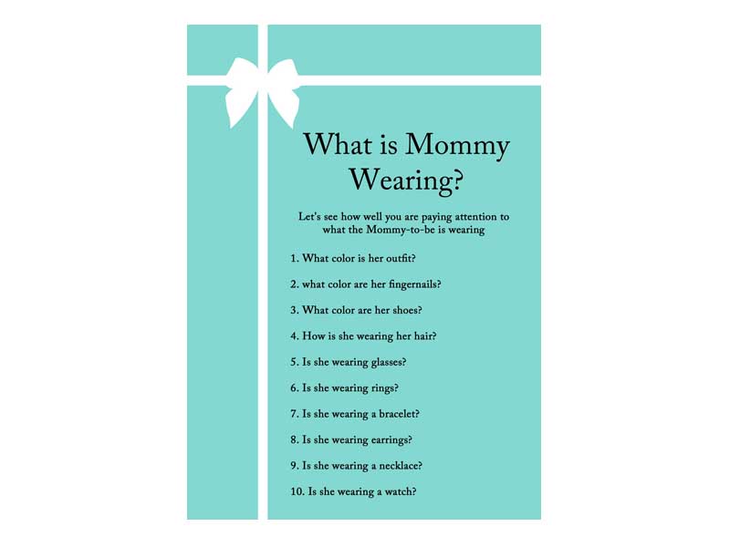 Free Printable What was Mommy Wearing baby Shower Game