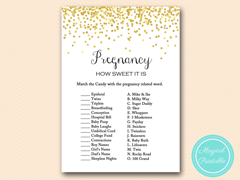 Gold Confetti Baby Shower Game Pack Magical Printable