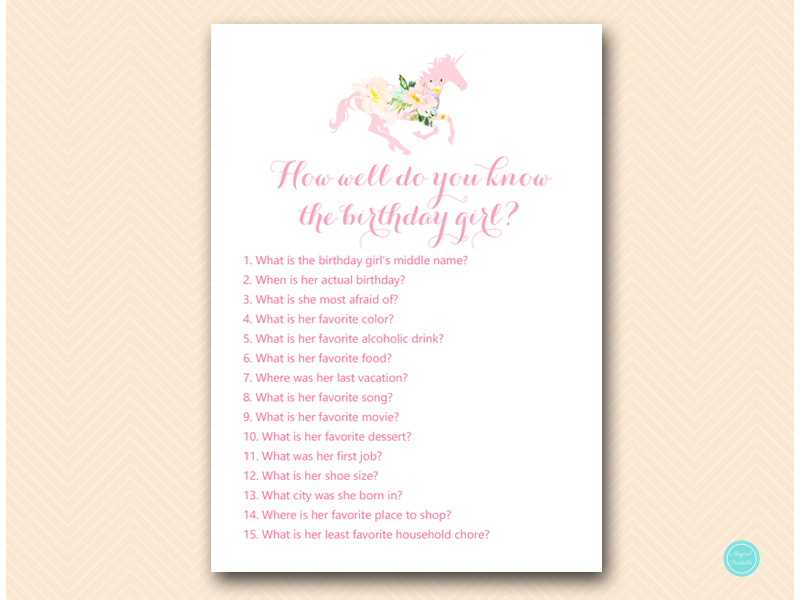 Unicorn Carousel Birthday Girl Game Magical Printable