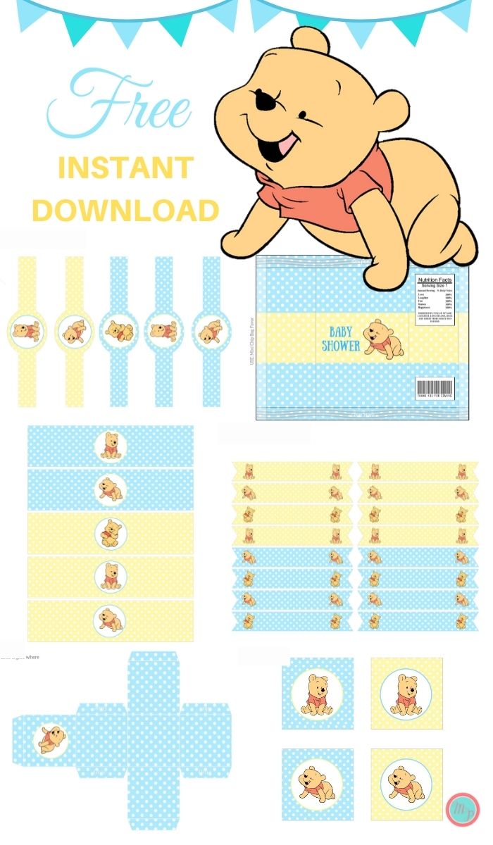 Winnie the Pooh Cake Topper Template Printable DIY