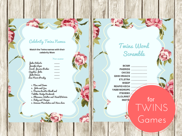Baby Shower Games for Twins - Magical Printable