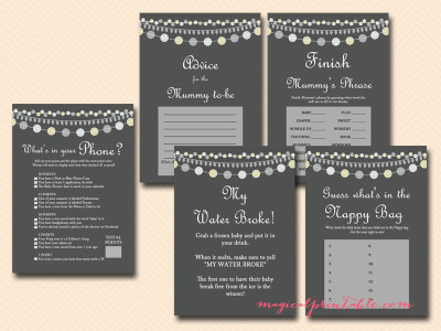 Gray Rustic Baby Shower Game Printables, instant download, light ...