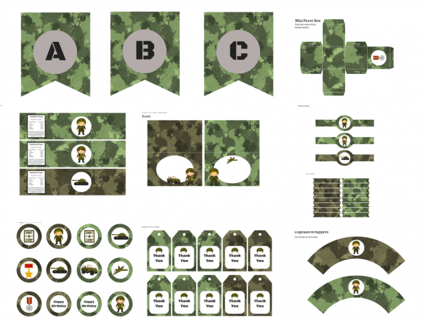 Camo Army Party Pack - Magical Printable