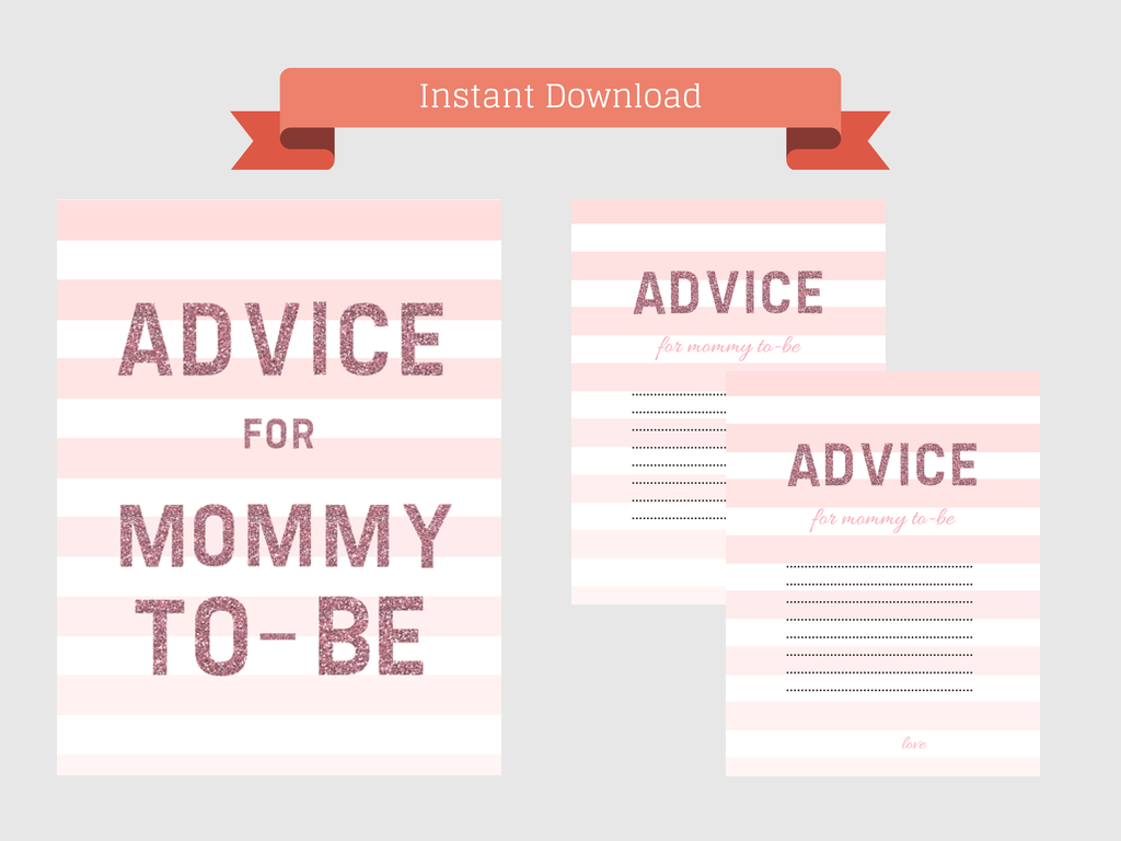 FREE Pink Glitter Advice for Mommy to be - Magical Printable