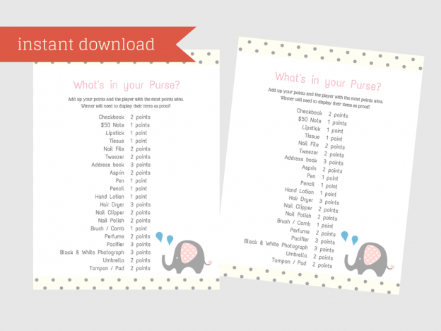 Elephant Baby Shower Games - Magical Printable