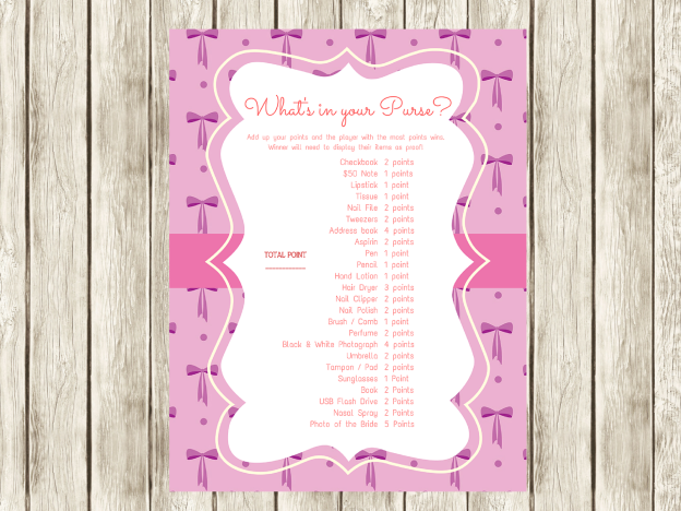 Pink Ribbon Bridal Shower Games - Magical Printable