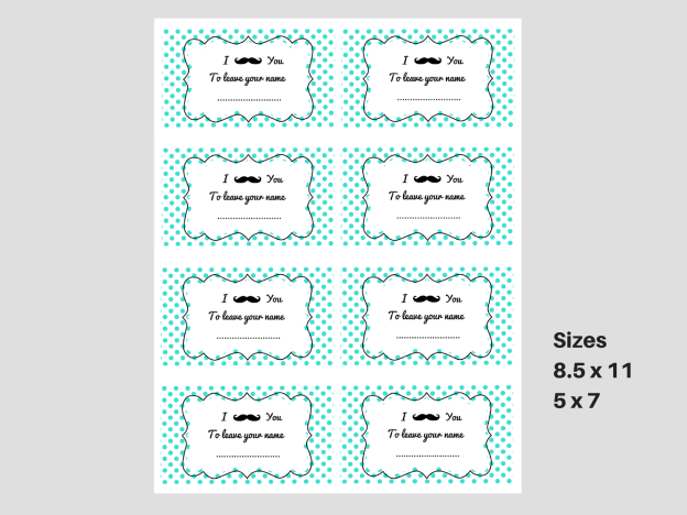 Turquoise Mustache Baby Shower Diaper raffle Ticket Cards and sign ...