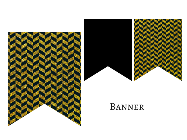 Gold and Black Banner, Bunting, Pennant, Garland - Magical Printable