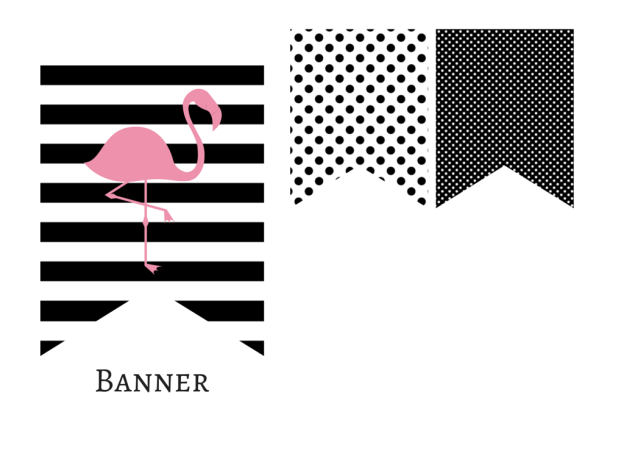 Pink Flamingo Banner in Black - Magical Printable