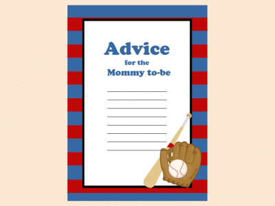advice for mommy to be, Navy Red Baseball Baby Shower Game Printables, All Stars, baseball theme, Sports Baby Shower Games, Printable Baseball Games TLC08