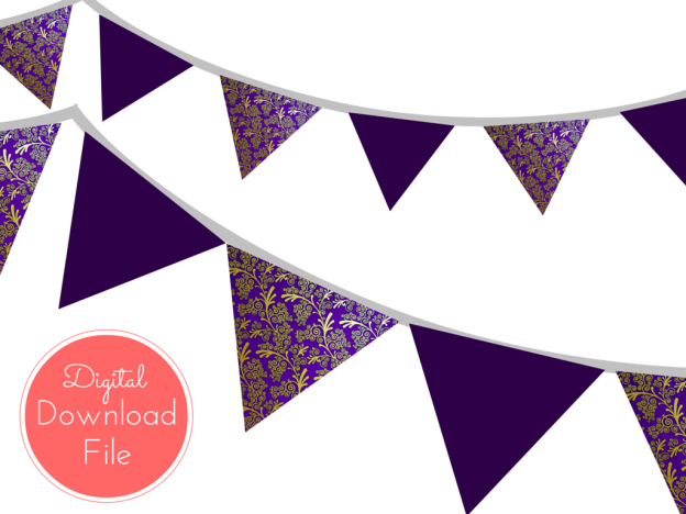 Purple Damask Banner - Magical Printable