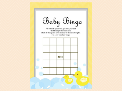 baby bingo, Yellow Rubber Duck Baby Shower Game Pack, Printables, Duck Theme, Rubber Duck Baby Shower Game Printables, Gender Neutral, Yellow, TLC35
