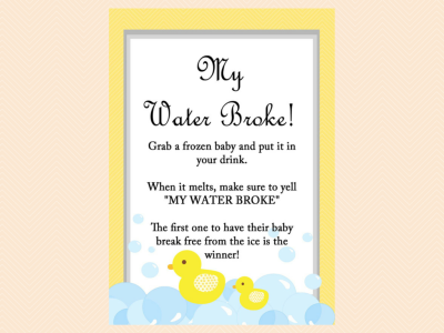 my water broke baby shower game, Yellow Rubber Duck Baby Shower Game Pack, Printables, Duck Theme, Rubber Duck Baby Shower Game Printables, Gender Neutral, Yellow, TLC35