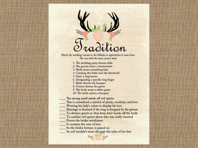 tradition, why do we do that game, Rustic Bridal Shower Game printables, Country Bridal Shower Games, Wedding Shower BS41