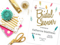 Editable Feathers Bridal Shower Invitation - Magical Printable
