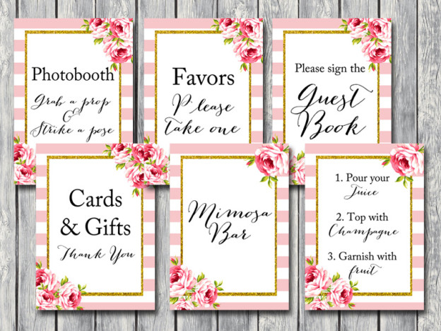 Pink Floral Chic Wedding Signage - Bridal & Baby Shower - Magical Printable