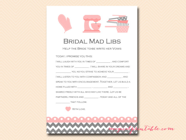 Kitchen Theme Bridal Shower Game Pack Magical Printable