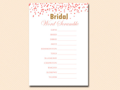 bridal word scramble game