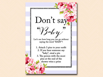 lavender Baby Shower Games Printables, dont-say-baby
