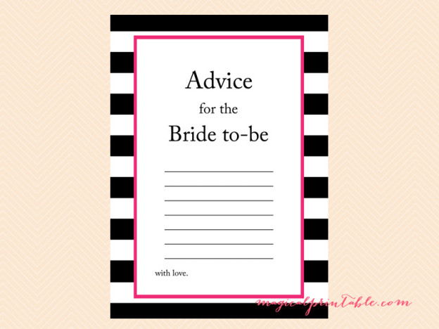 Hot Pink, Black Stripes Bridal Shower Games - Kate Spade - Magical ...