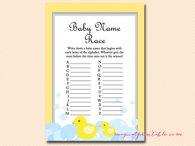 Rubber Duck Baby Shower Game Printable - Magical Printable