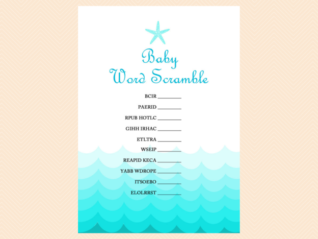 Beach, Nautical Baby Shower Games - Magical Printable