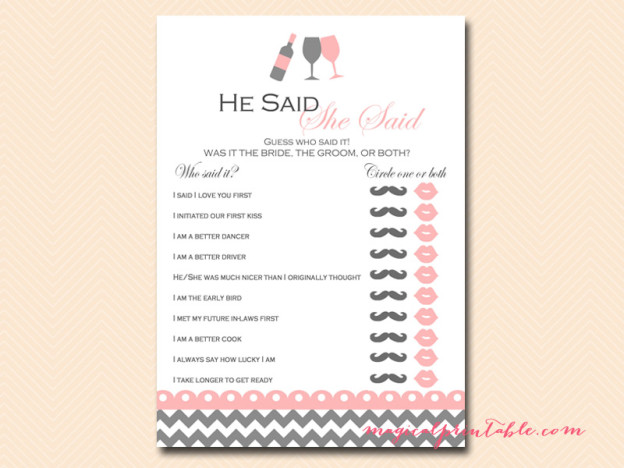 Wine Themed Bridal Shower Games - Magical Printable