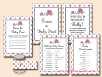 Pink Elephant Baby Shower Game Pack - Magical Printable