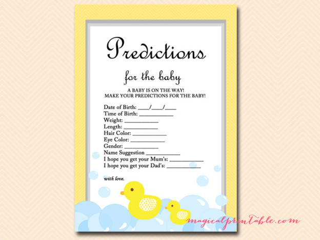 Rubber Duck Baby Shower Game Printable - Magical Printable