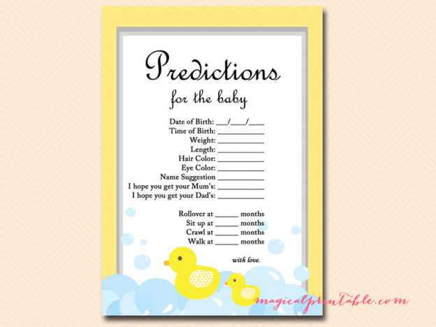 Rubber Duck Baby Shower Game Printable - Magical Printable