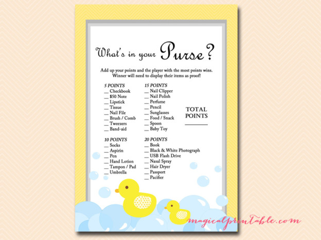 Rubber Duck Baby Shower Game Printable - Magical Printable