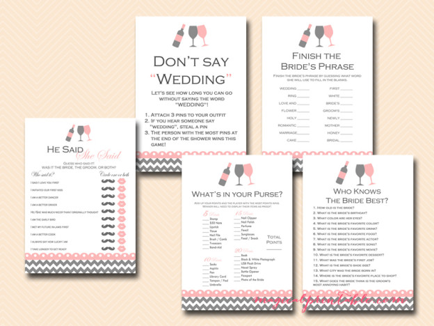 Wine Themed Bridal Shower Games - Magical Printable