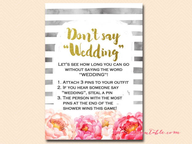 Watercolor Peonies Bridal Shower Game Pack - Magical Printable