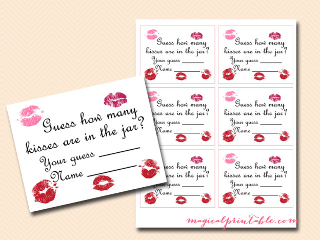 Guess how many Kisses there are in a jar - Magical Printable