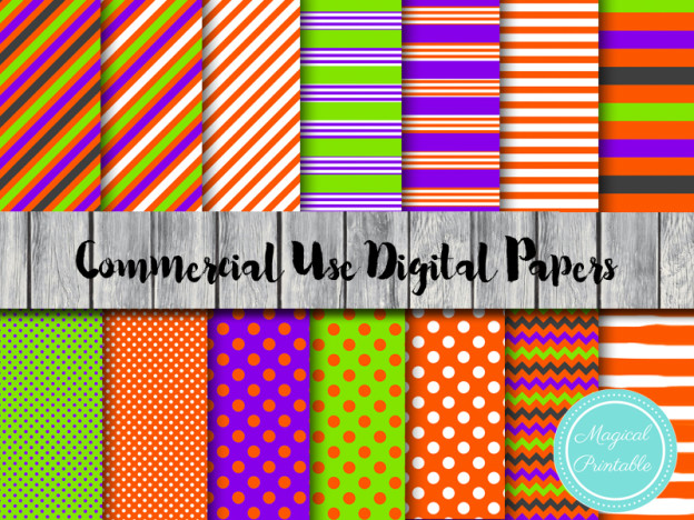 Purple Halloween Digital Papers - Magical Printable