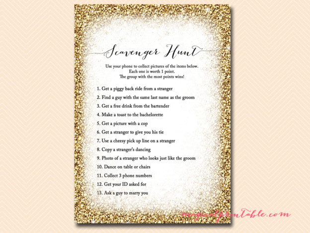 Gold Glam Bridal Shower Game Pack - Magical Printable