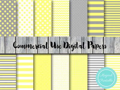 Yellow and gray digital paper, yellow and grey digital papers, elephant digital paper, neutral color dp25