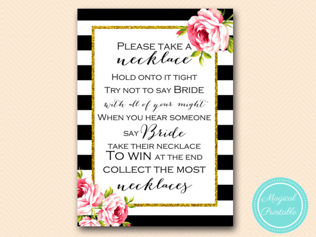 Black and White Floral Bridal Shower Games - Magical Printable