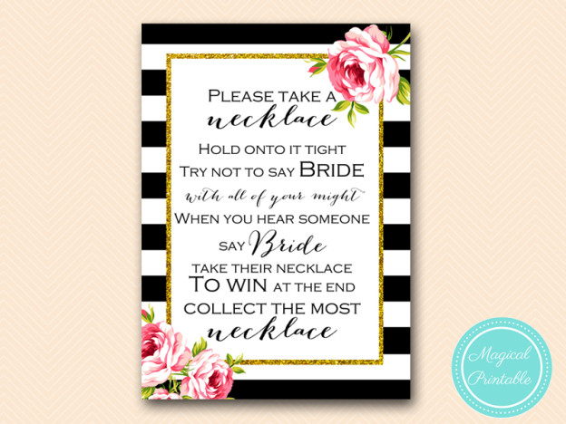 Black and White Floral Bridal Shower Games - Magical Printable