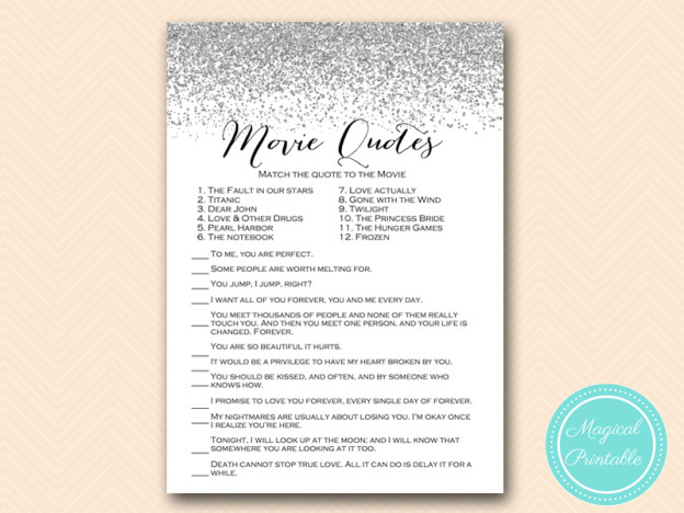 Silver Glitter Bridal Shower Game Pack - Magical Printable