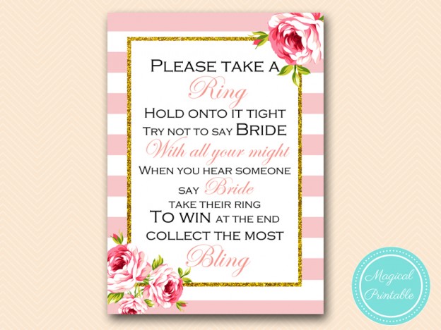 Floral Pink Chic Bridal Shower Games - Magical Printable