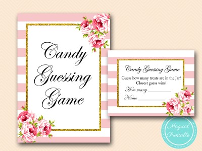 candy guessing game Pink Floral Chic Baby Shower Game Pack