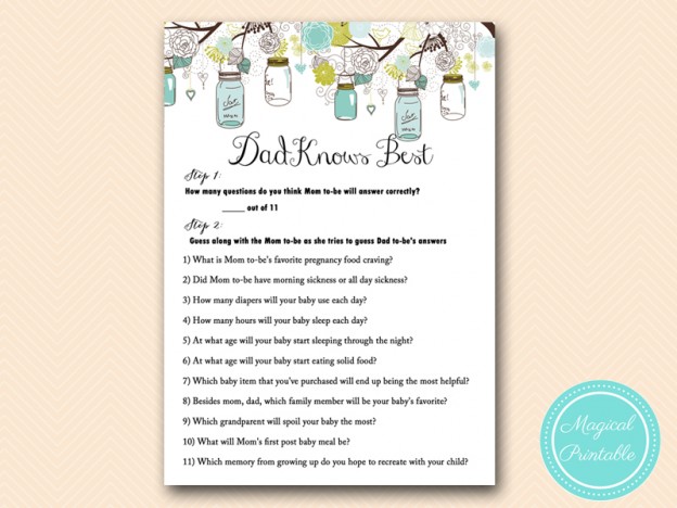 Mason Jars Baby Shower Game Package - Magical Printable