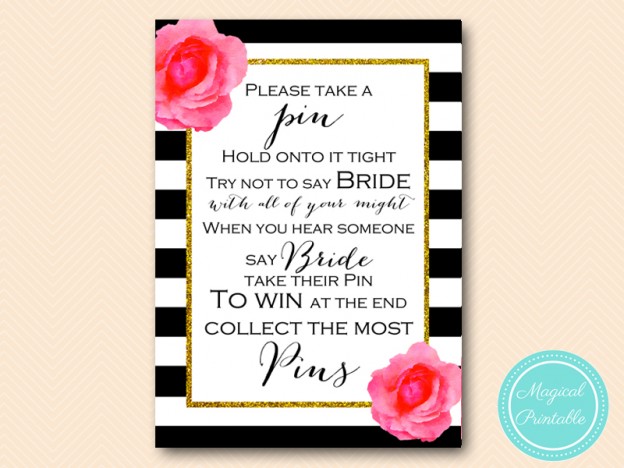 Watercolor Flower, Shabby Chic Bridal Shower Games - Magical Printable