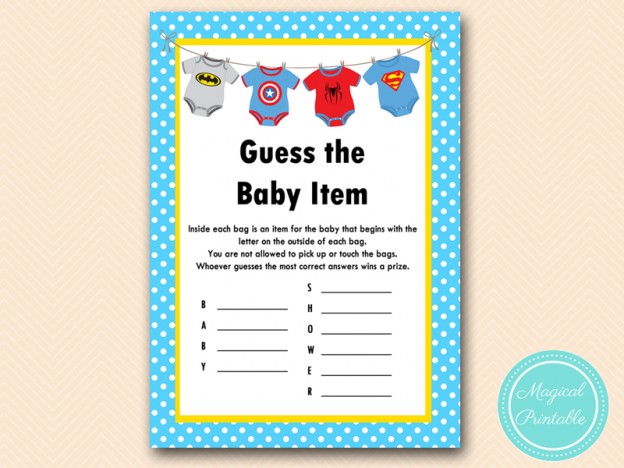 Superhero Baby Shower Game Pack - Magical Printable