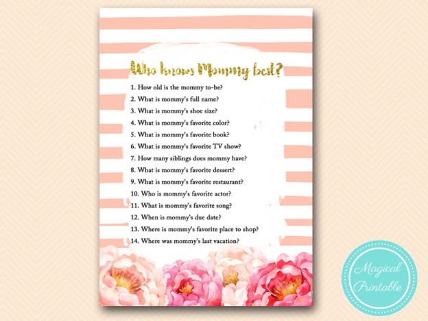 Peach Peonies Baby Shower Games Pack - Magical Printable